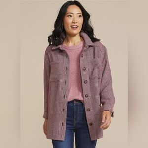 NWT Maurices Burgundy White Chevron Blazer